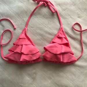 Pink fringe bikini top